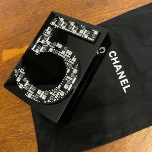 ***SOLD*** NWT CHANEL Black No. 5 Plexiglass Minaudière Clutch